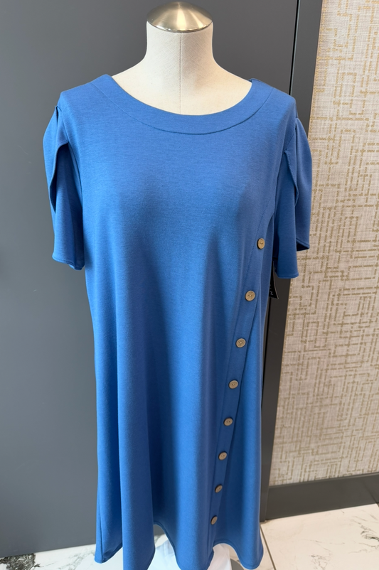 Malorie Button Dress - Blue