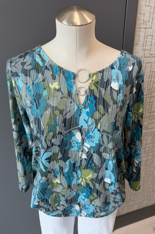 Floral Grid Blouse - Multiple Colors