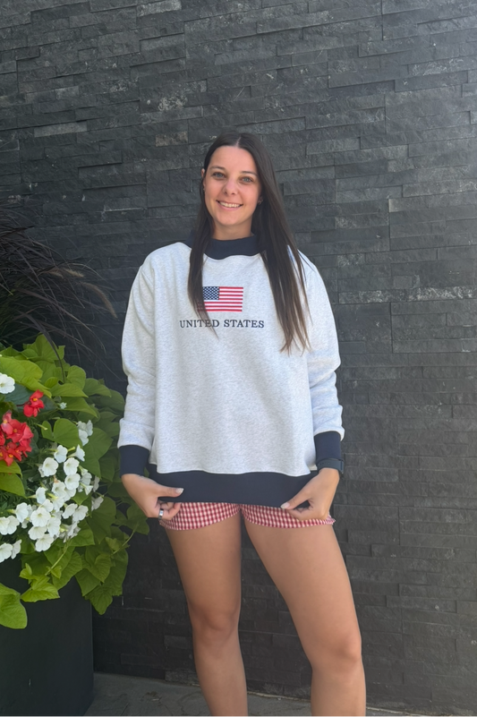United States Flag Embroidered Mockneck