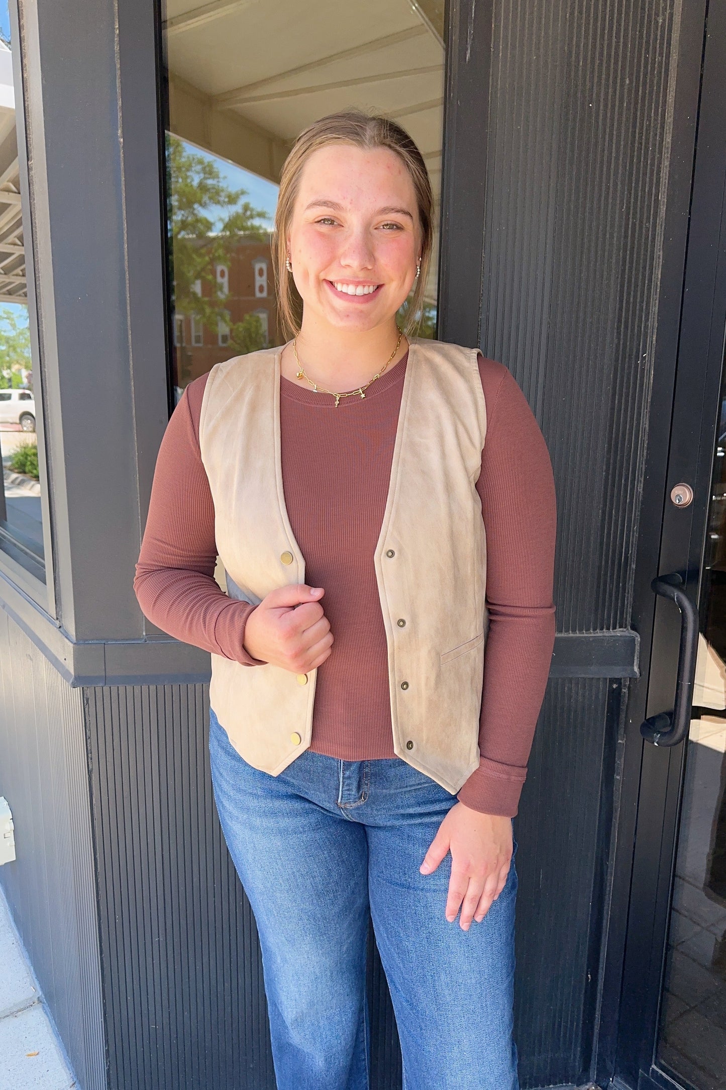 Suede Button-up Vest