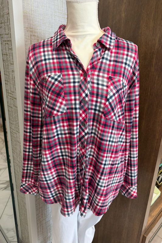 Indigo Tempo Plaid Button Up