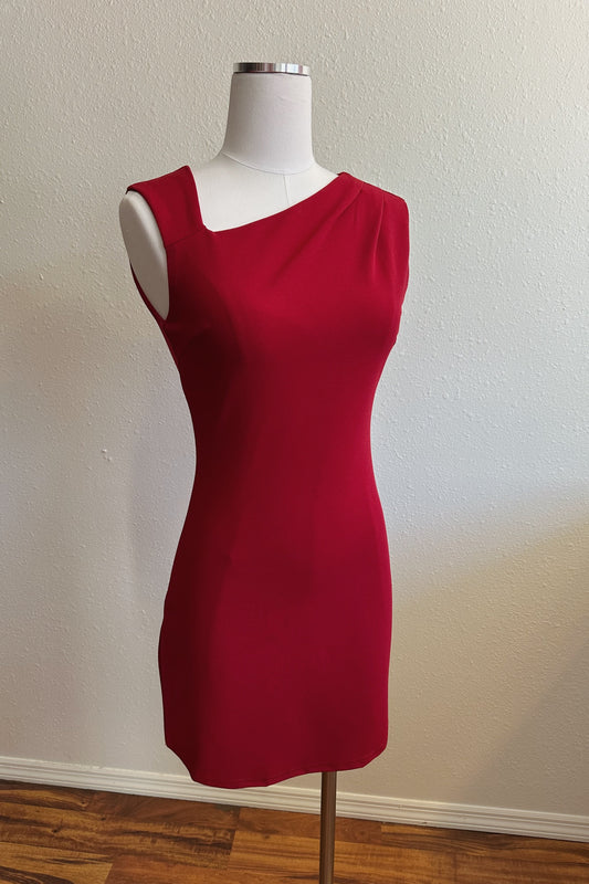 Sleeveless Asymmetrical Dress - Red