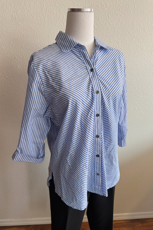 Denim Blue Striped Top