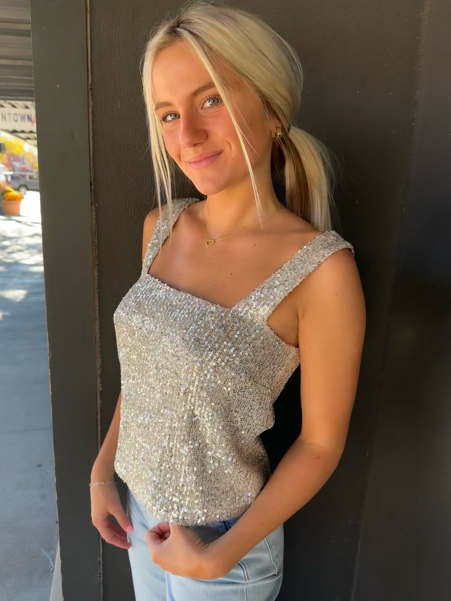 Sequin Relaxed Tank Top