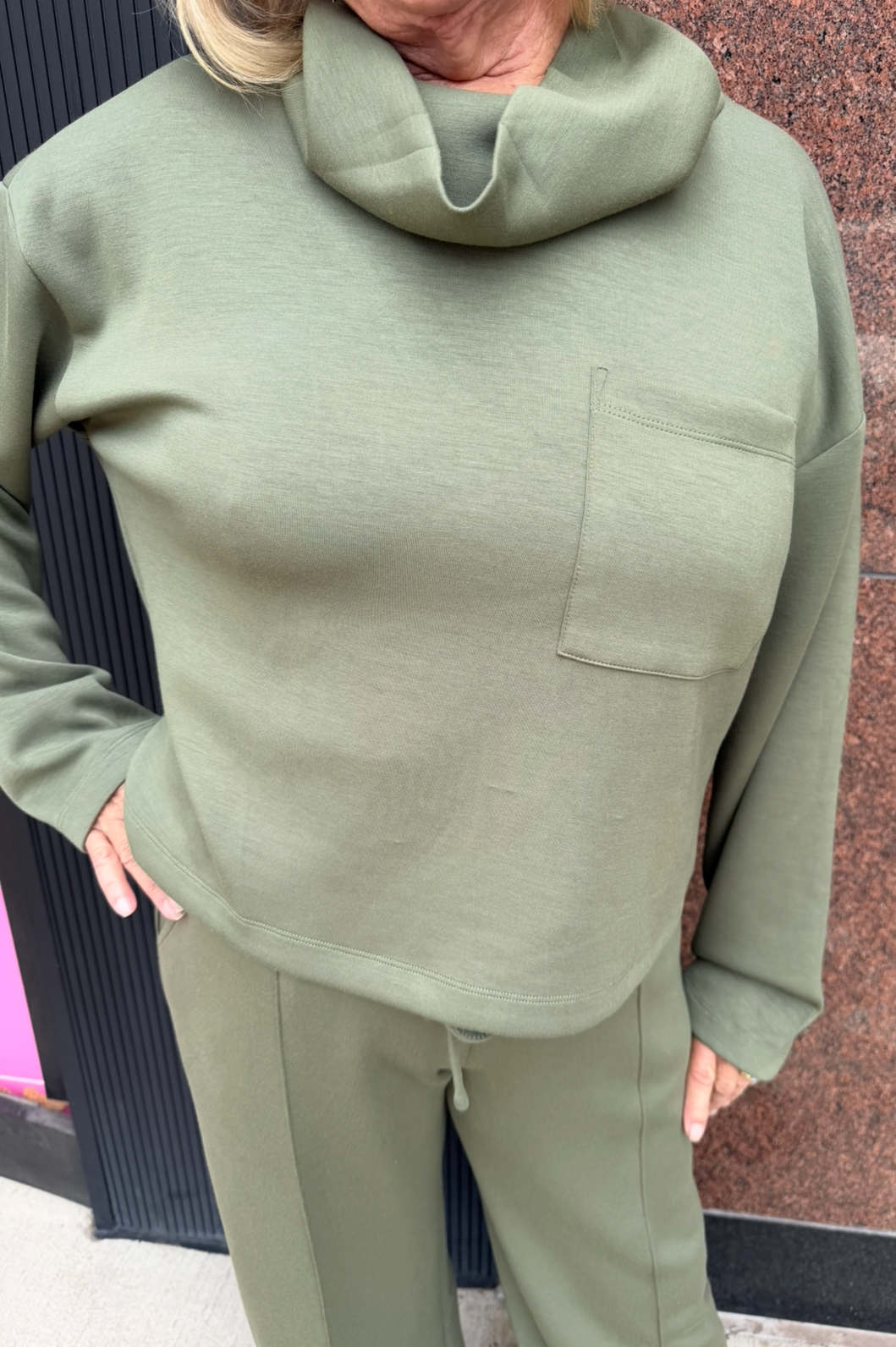 Cowl Neck Pullover - Olive