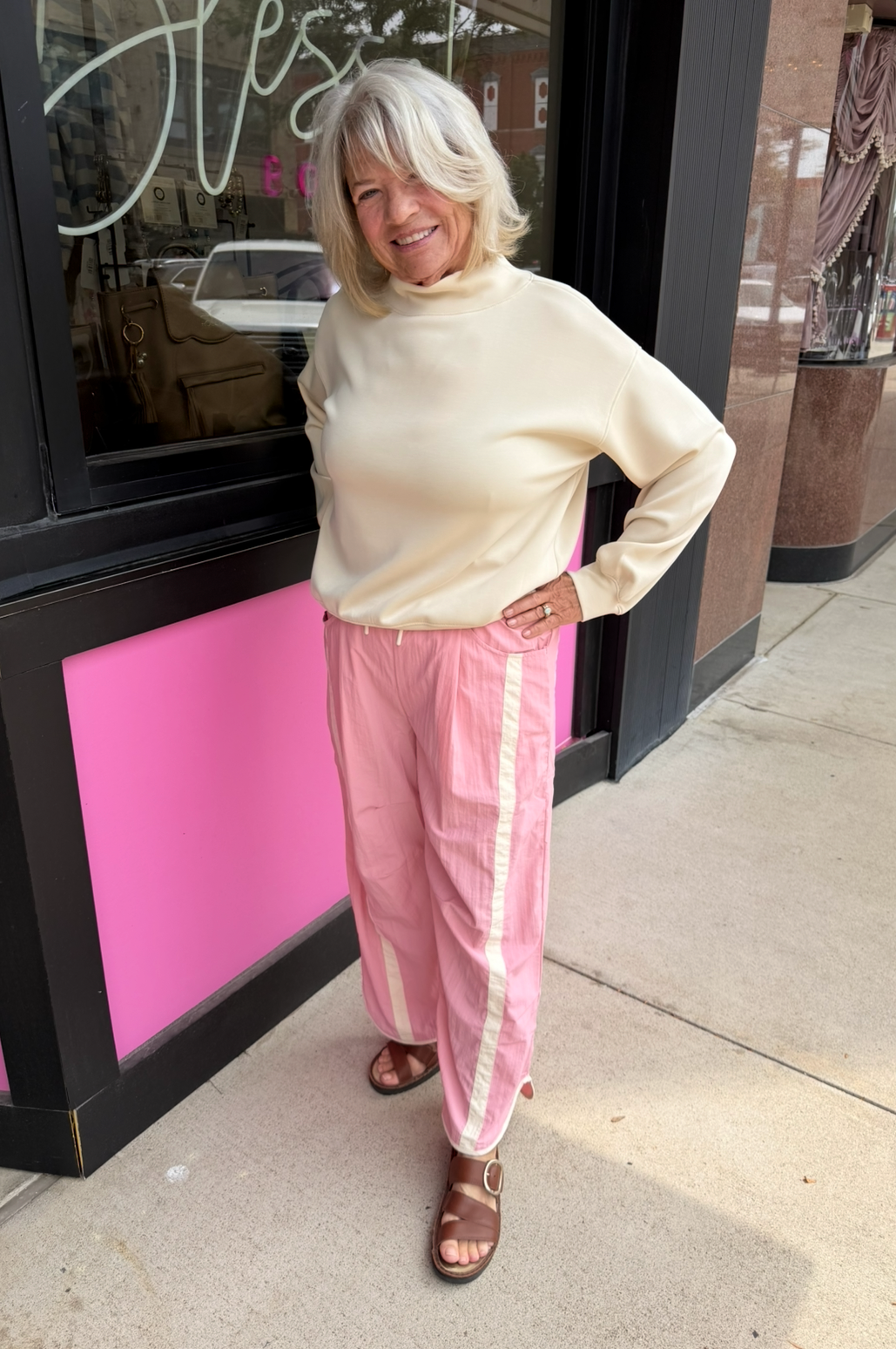 Cream Mockneck Oversized Scuba Top
