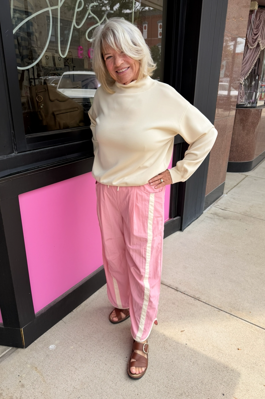 Cream Mockneck Oversized Scuba Top