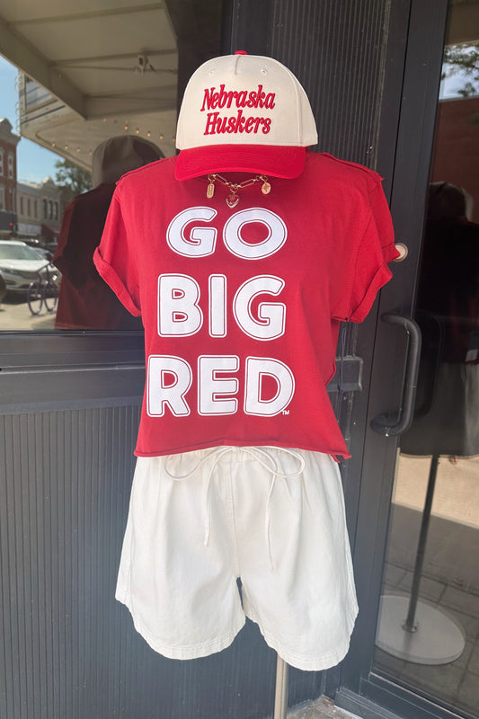 Go Big Red Cuffed Graphic Tee