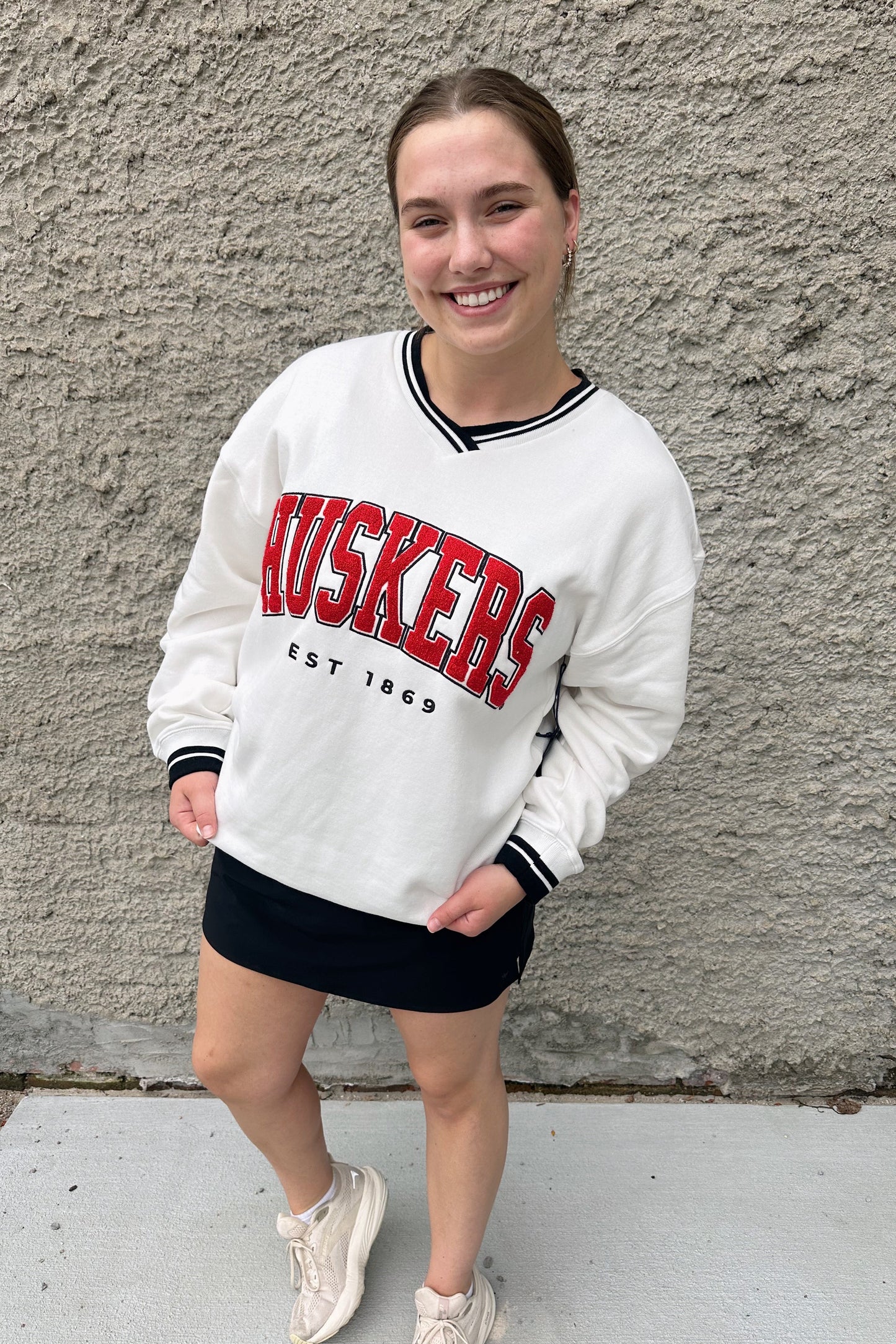 Nebraska Allen Chenille Varsity V-neck