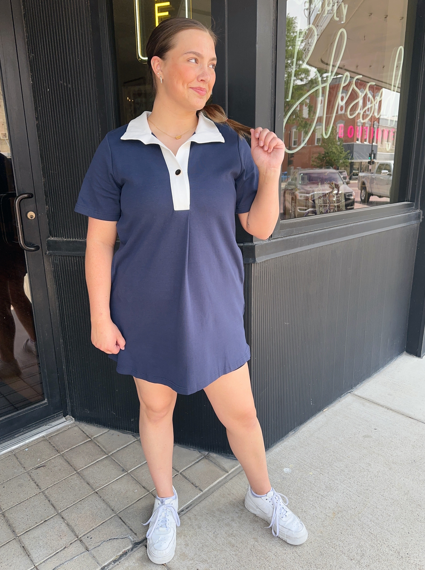 She Means Business Navy Dress