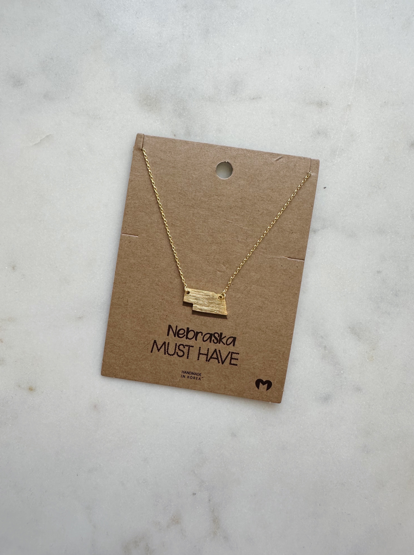 Nebraska State Necklace - Gold