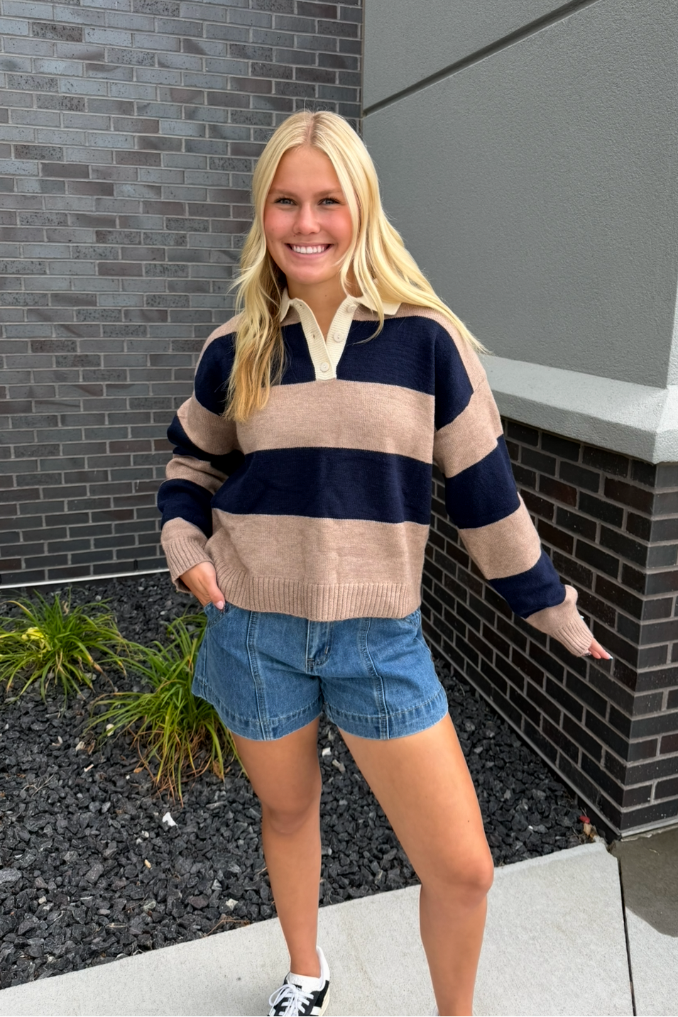 Mocha & Navy Colorblock Sweater