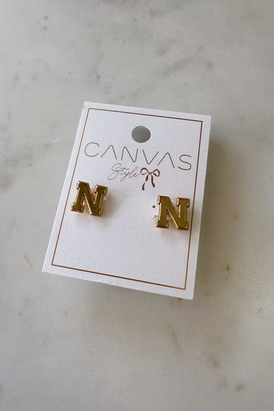 Nebraska Cornhuskers 24K Gold Plated Stud Earrings