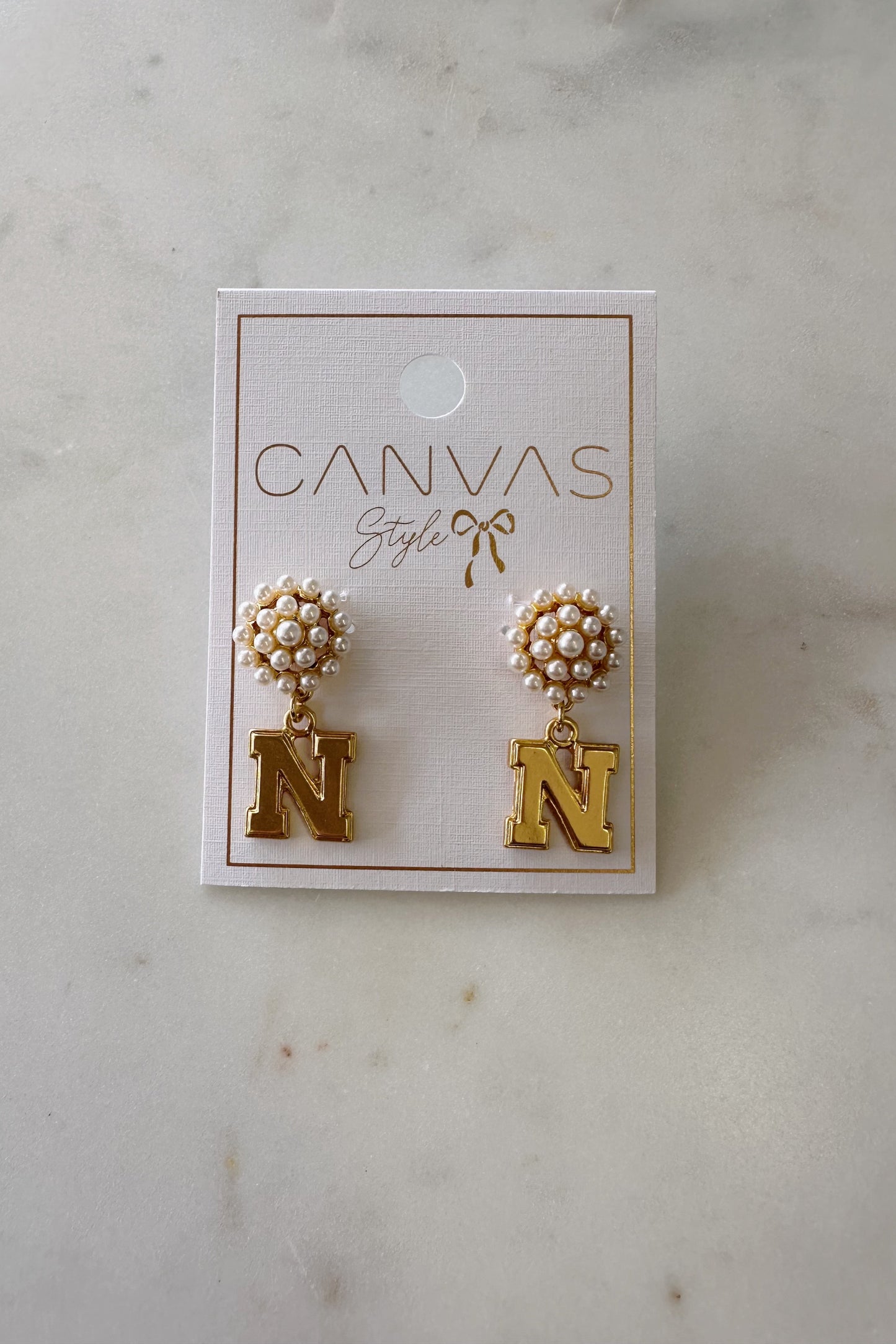Nebraska Cornhuskers Pearl Cluster 24K Gold Plated Earrings