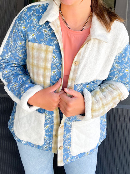Blue & Yellow Quilted Jacket