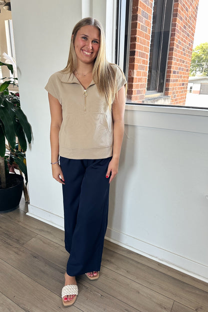 Beige Collared Top