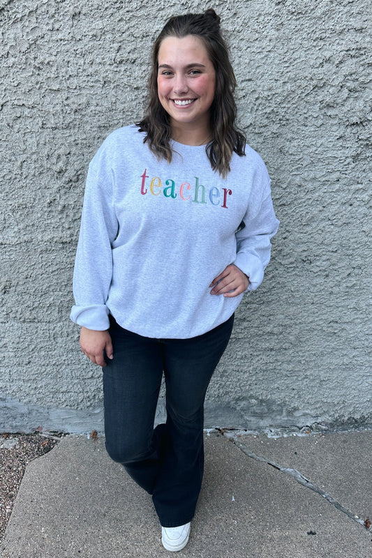 Teacher Embroidered Crewneck