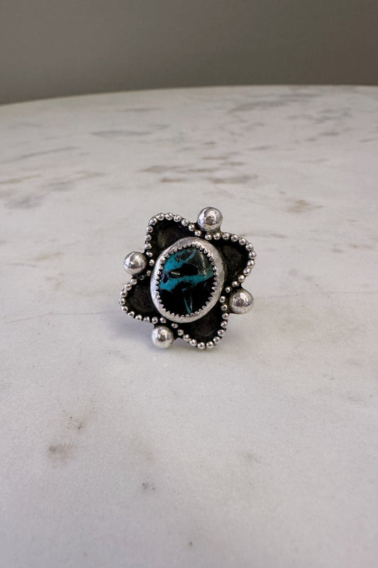 Petals and Silver Ring (Size 8)