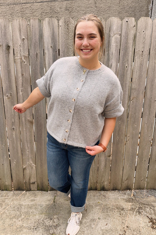 Brushed 1/2 Sleeve Button Top - Multiple Colors