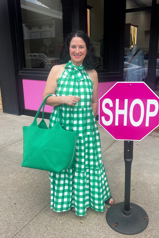 Green Gingham Maxi Dress