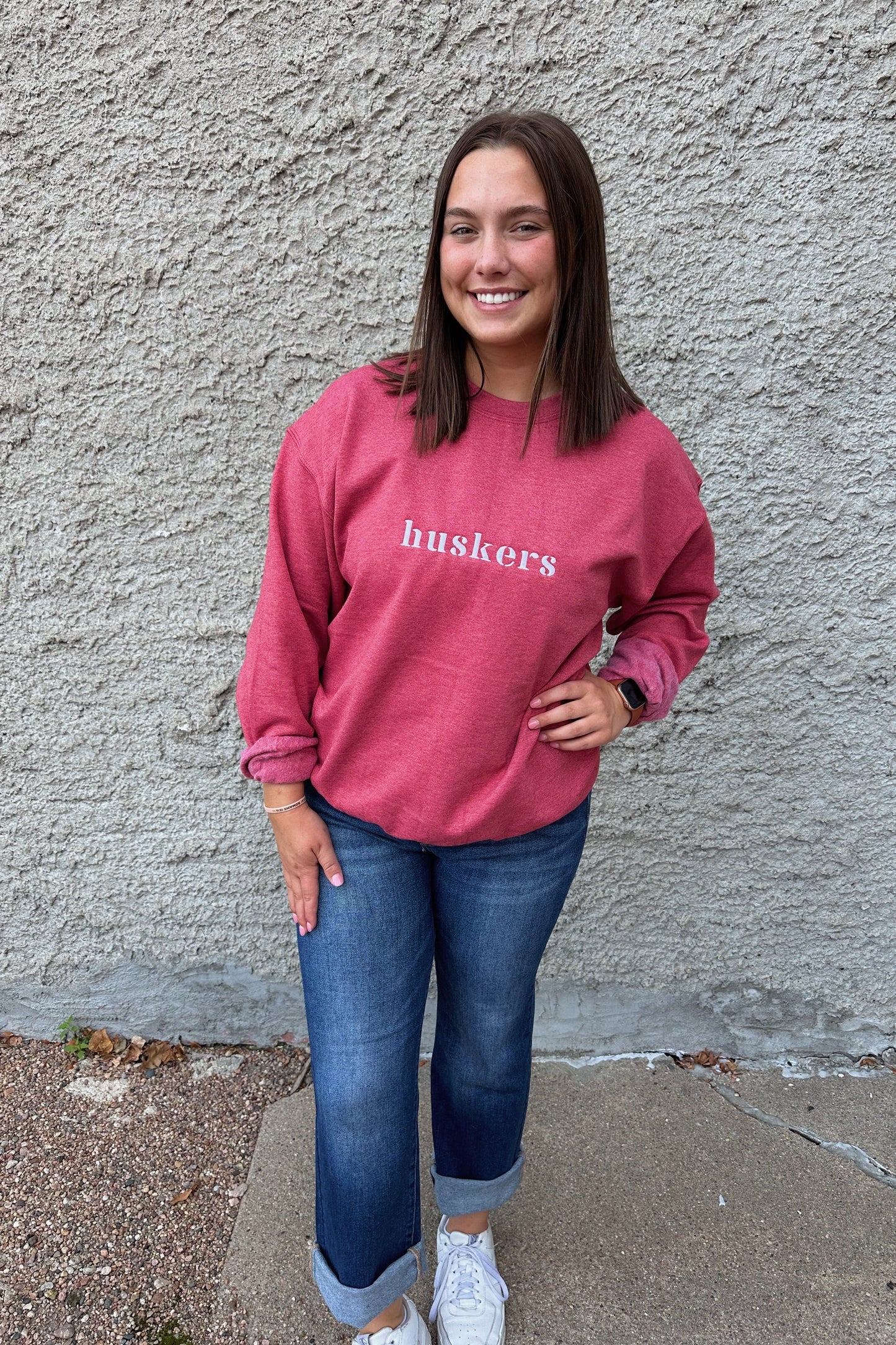 Embroidered Husker Crewneck