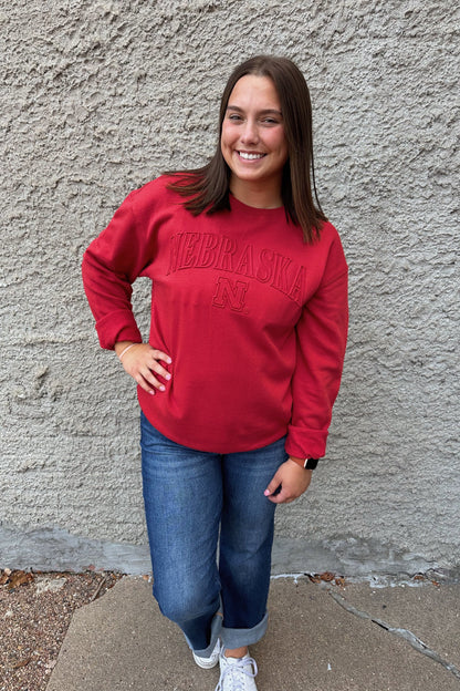 Nebraska Easley Embossed Comfort Crew