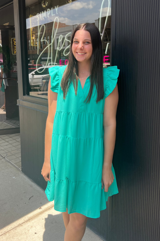 Tiered Flutter Sleeve Mini Dress