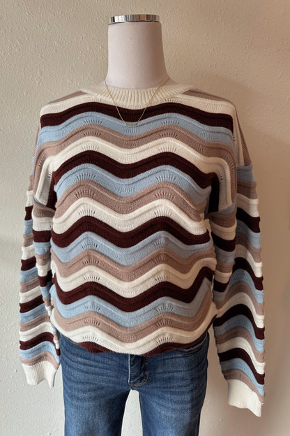 Espresso Wavy Striped Sweater