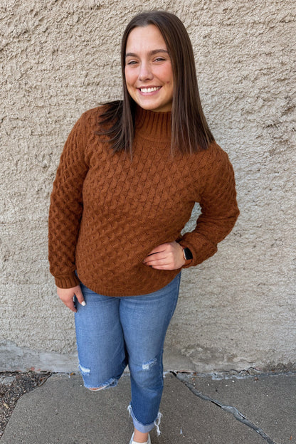 Honeycomb Mock Neck Sweater