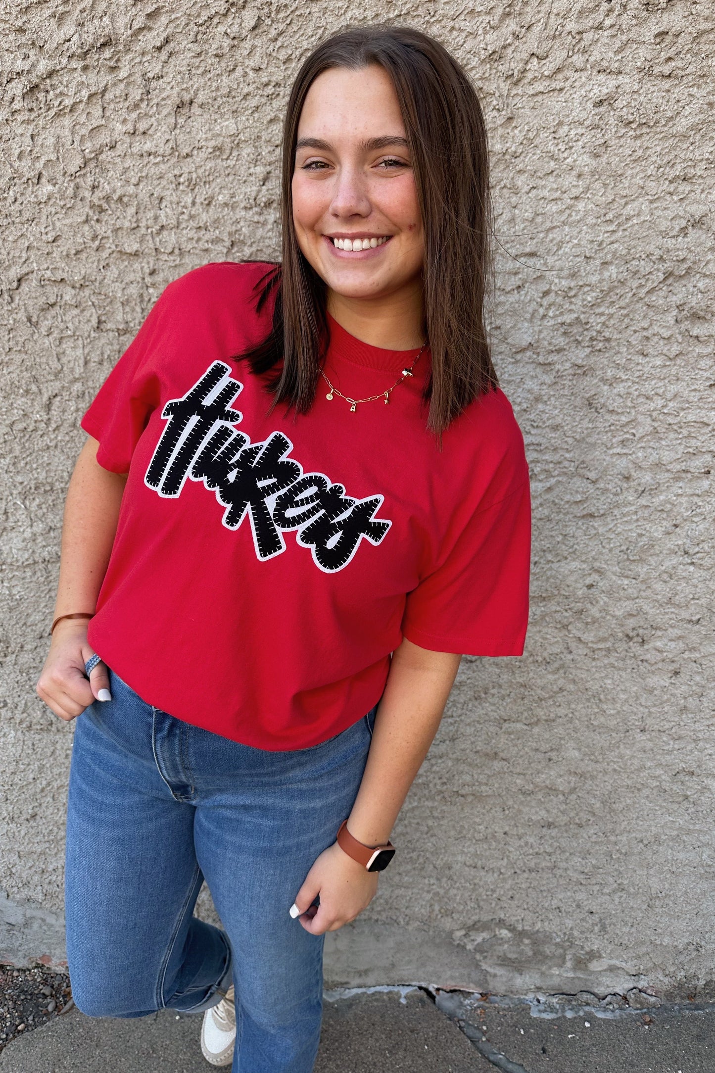 Black Script Husker Tee - Red