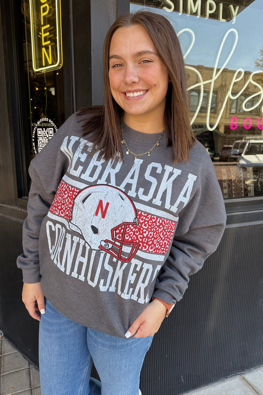 Cheetah Print Husker Crewneck