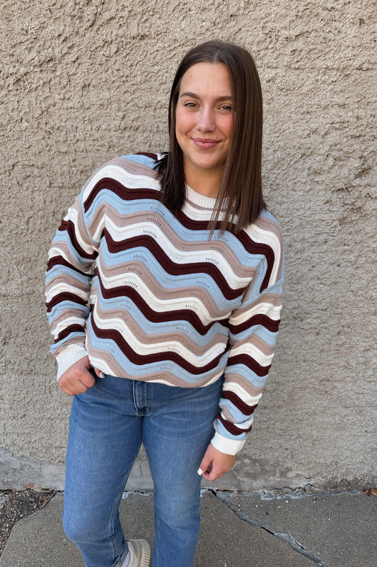 Espresso Wavy Striped Sweater