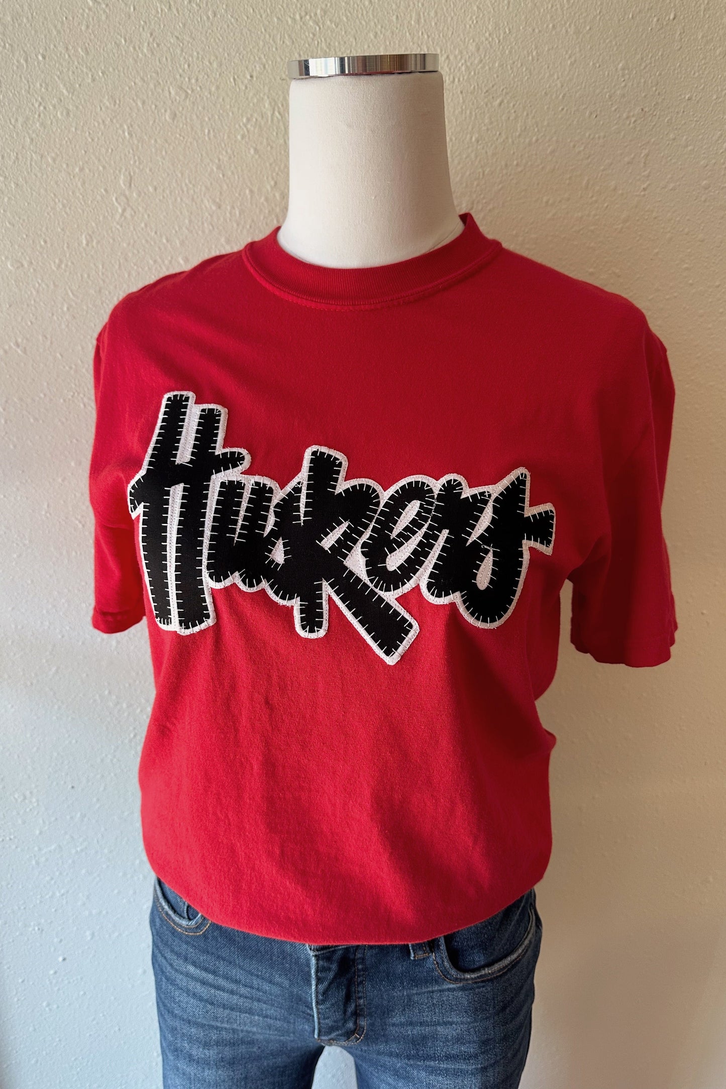 Black Script Husker Tee - Red