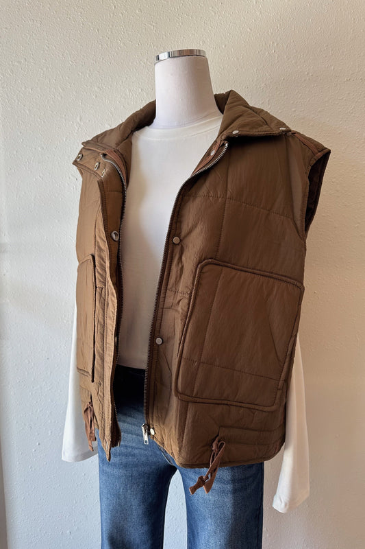 Brown Quilted Vest