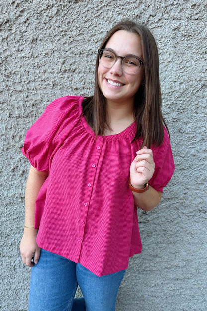 Pink Checkered Blouse