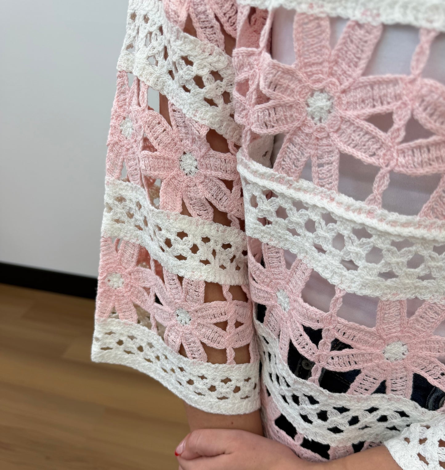 Charlie B 3/4 Sleeve Crochet Top