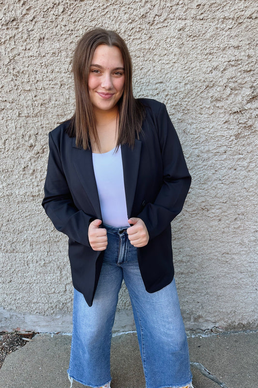 Woven Lined Boyfriend Blazer