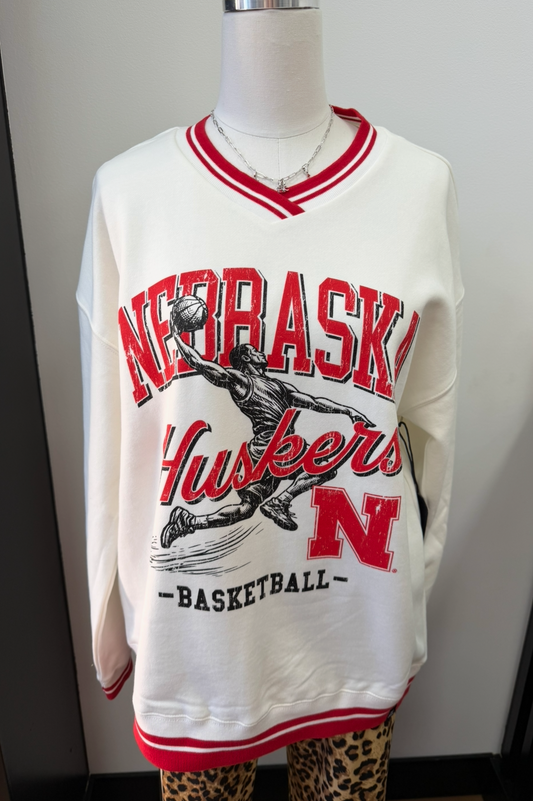 Nebraska Huskers basketball sweatshirt on a mannequin against a plain background