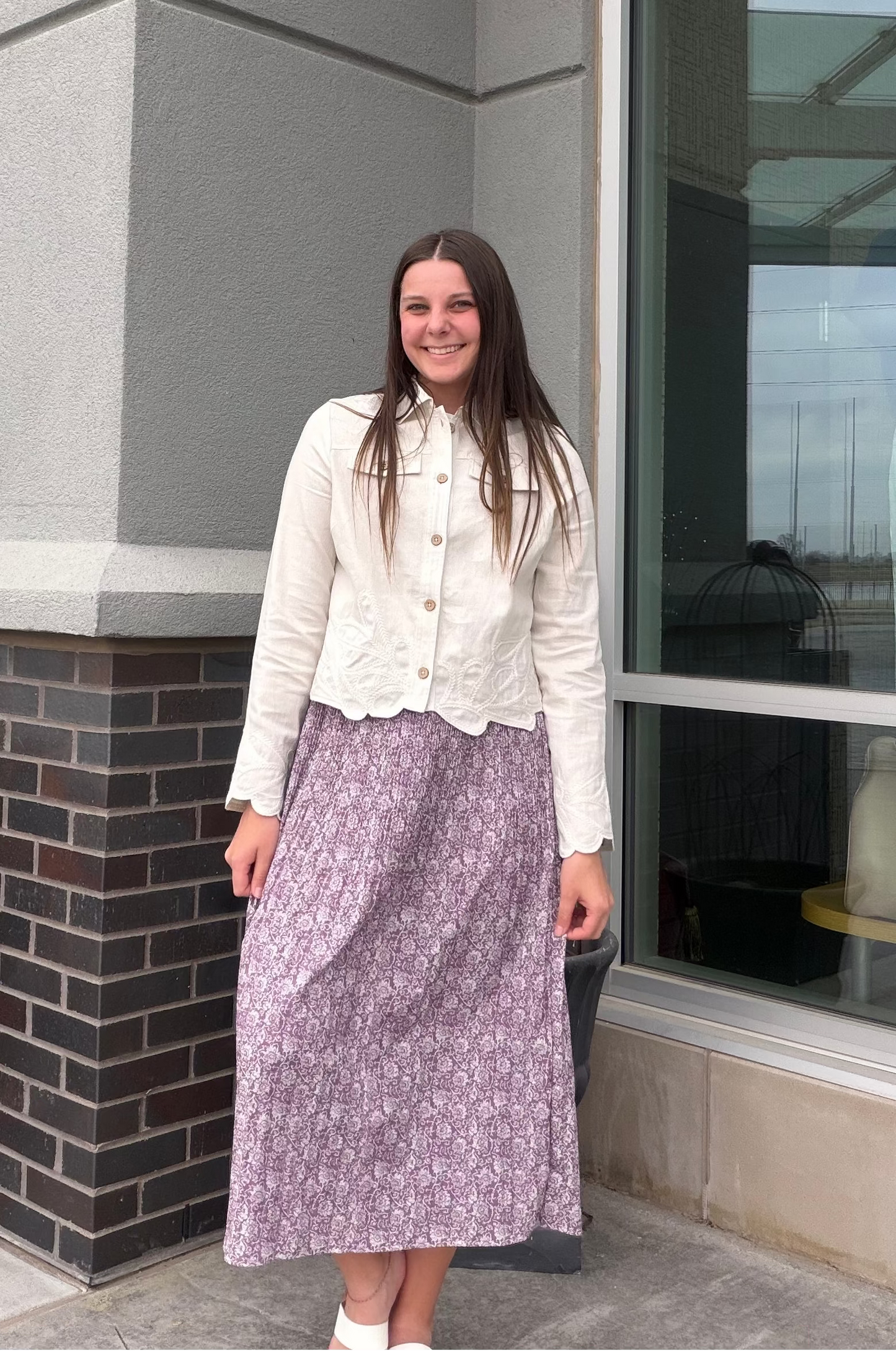 Purple Pleated Midi Skirt