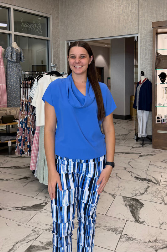 Harbor Blue Top with Cowl Neckline Joseph Ribkoff