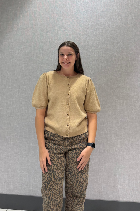 Taupe Sweater Cardigan Top