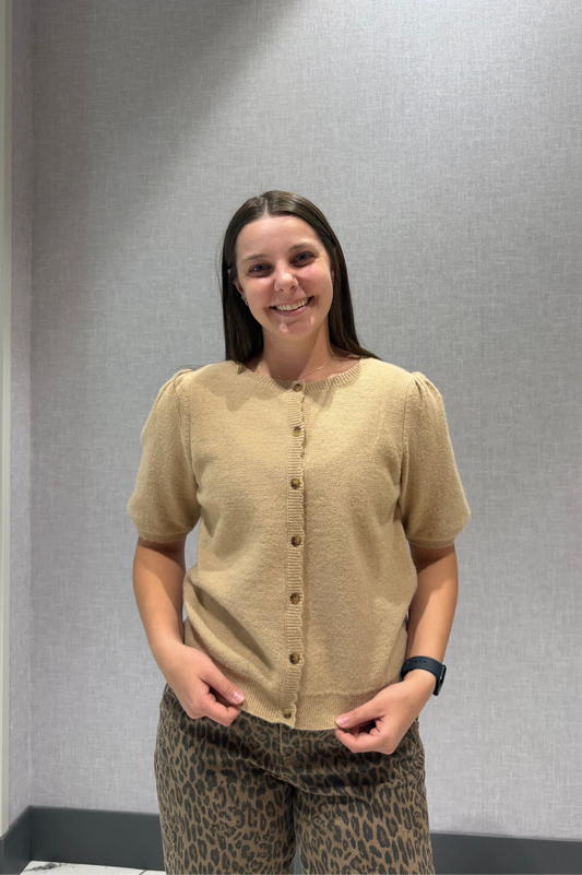 Taupe Sweater Cardigan Top