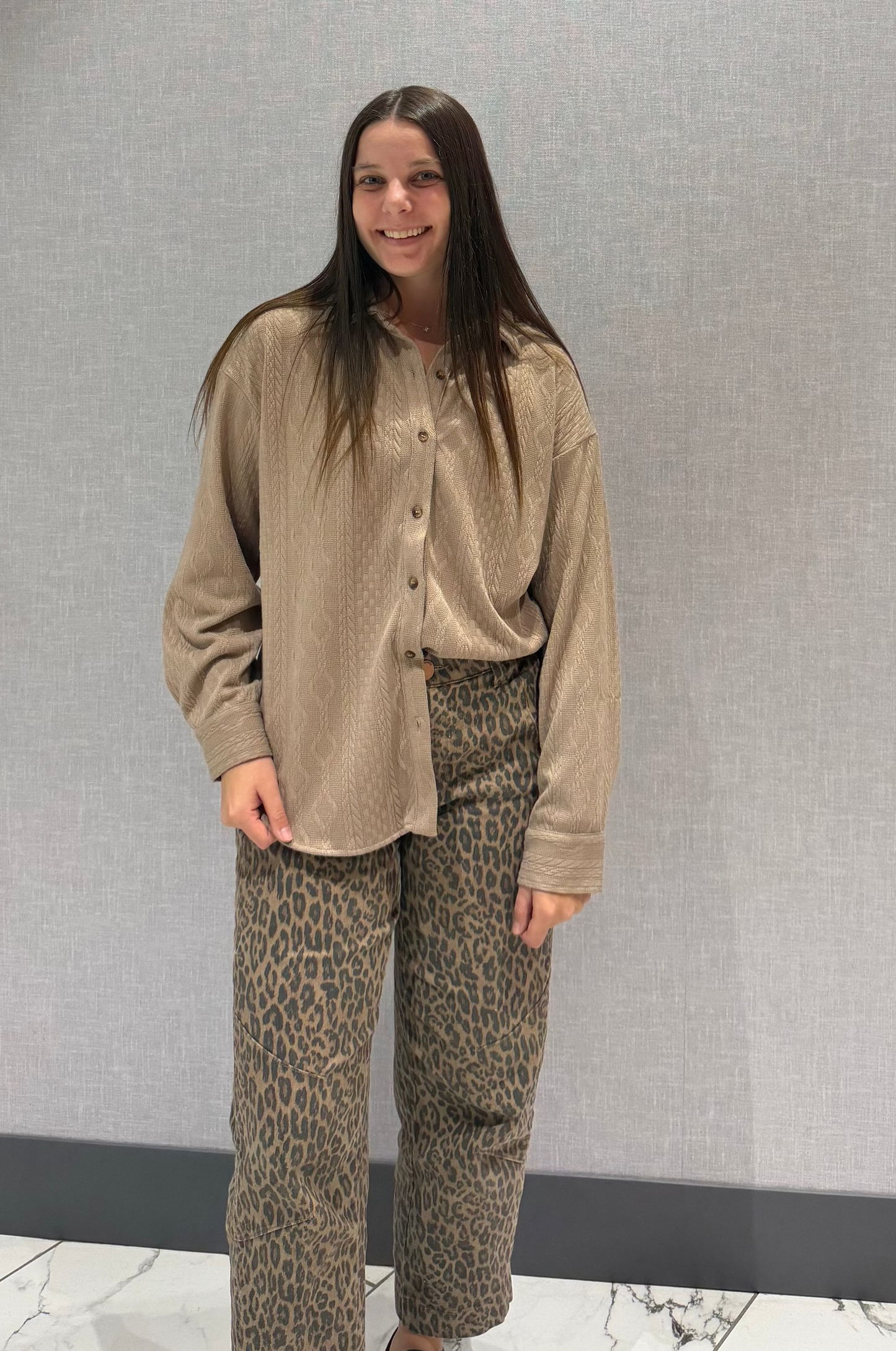 Cable Knit Oversized Shirt