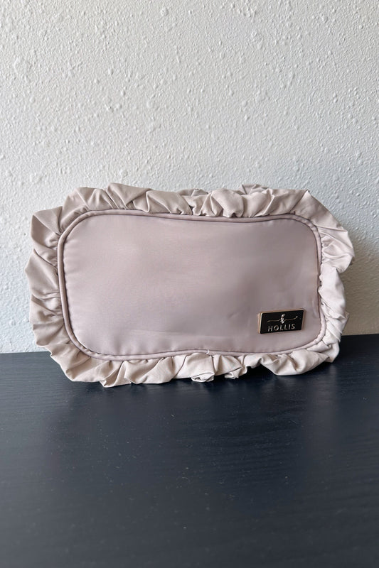 Ruffled Nylon Medium Pouch
