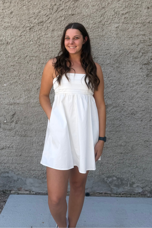 White Petal Mini Dress