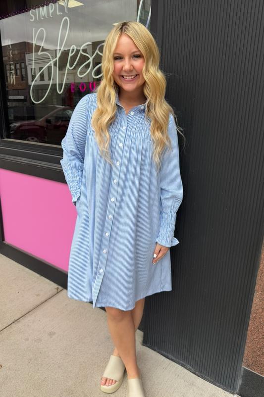 Adalynn Stripe Shirtdress with Pockets