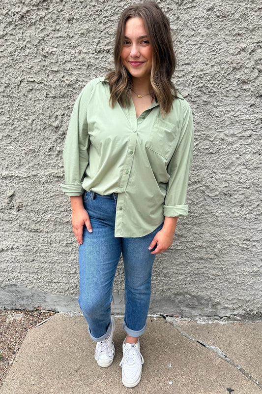 Basic Button-Up Top - Green