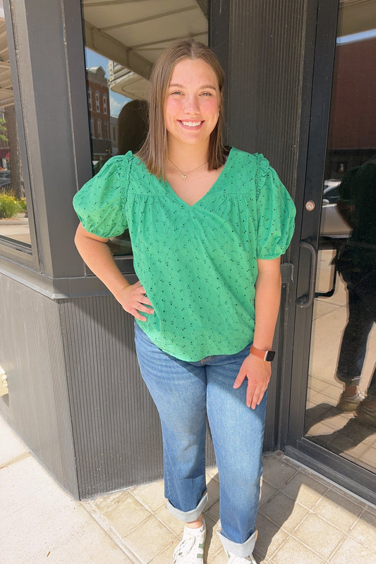 Eyelet Puff Sleeve Top