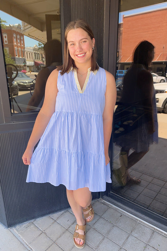 Striped Tiered Mini Dress