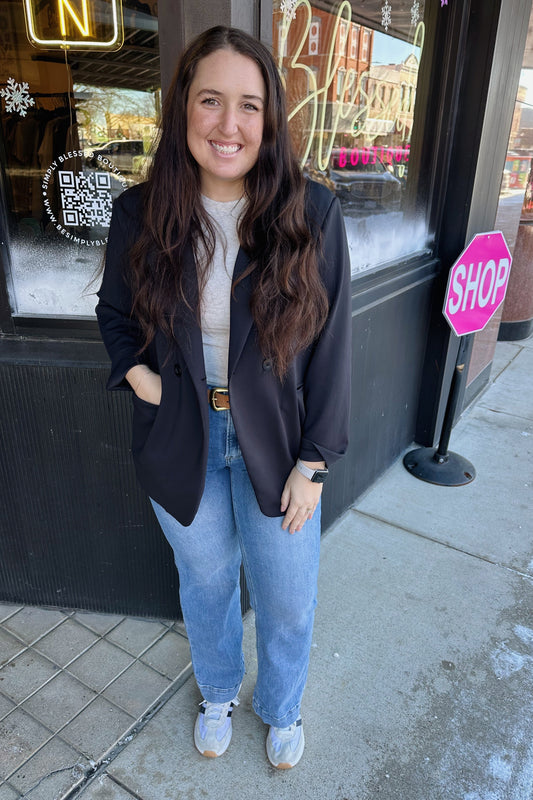 Oversized Jacquard Stripe Blazer